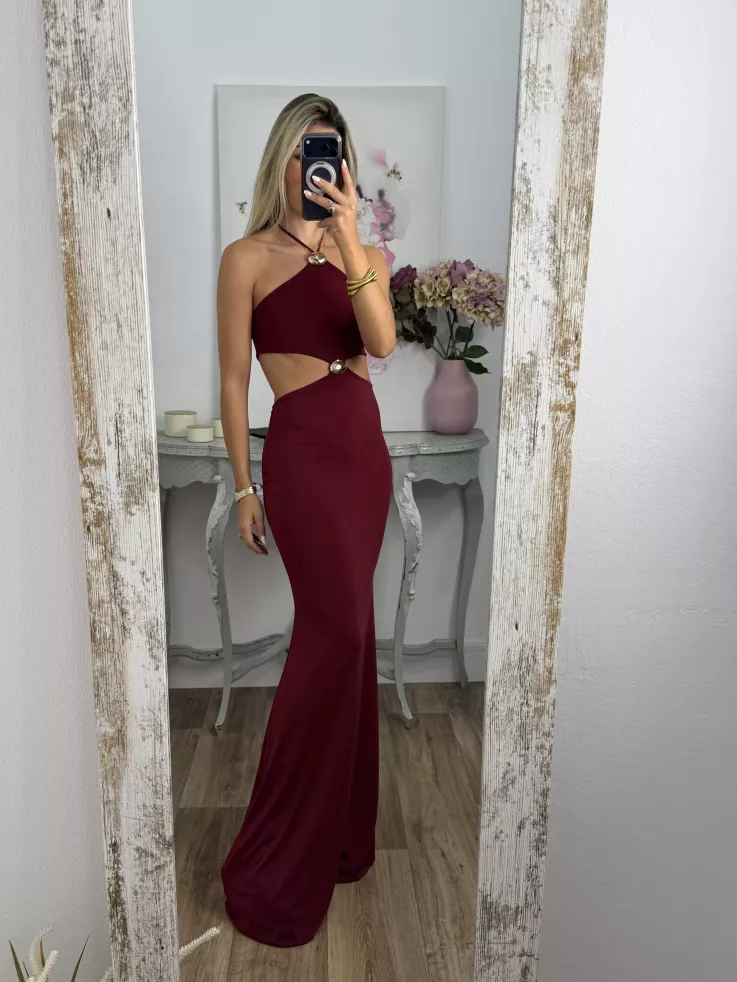 Vestido Coral de punto burdeos