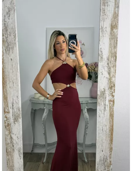 Vestido Coral de punto burdeos