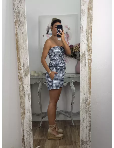Conjunto Valeria cuadros azul
