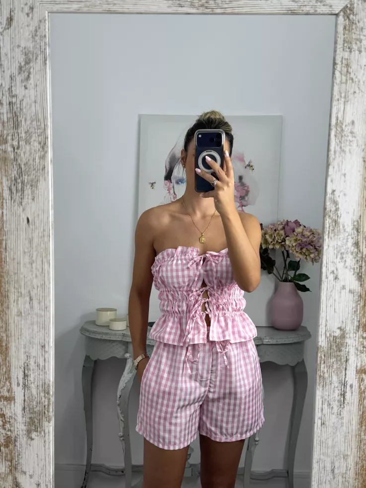 Conjunto Valeria cuadros rosa