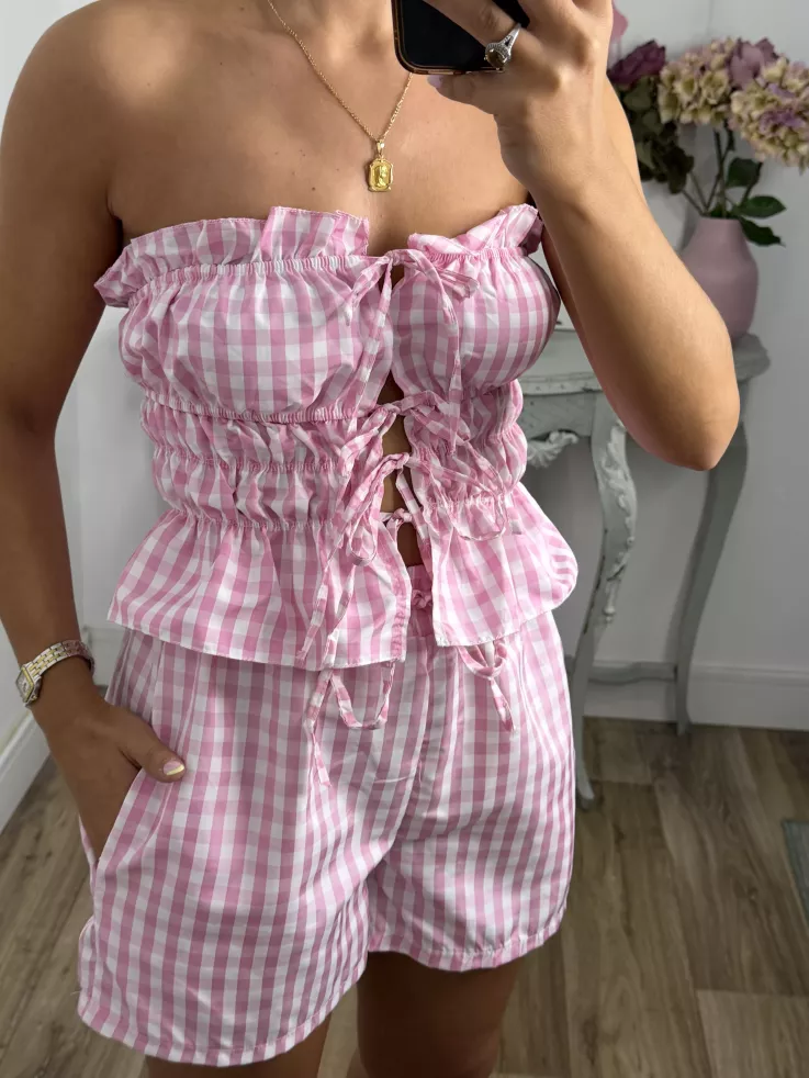 Conjunto Valeria cuadros rosa