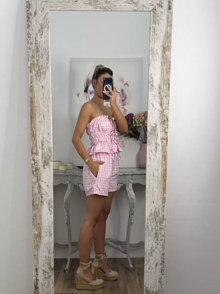 Conjunto Valeria cuadros rosa