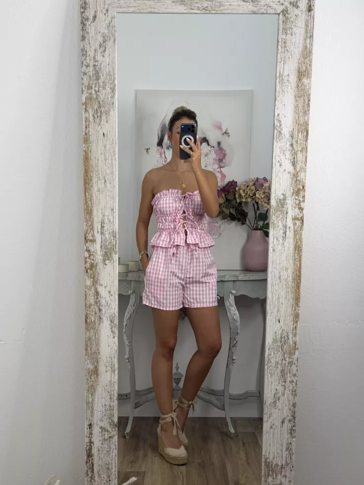 Conjunto Valeria cuadros rosa
