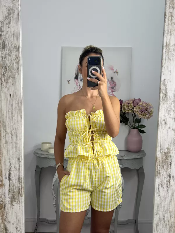Conjunto Valeria cuadros amarillo