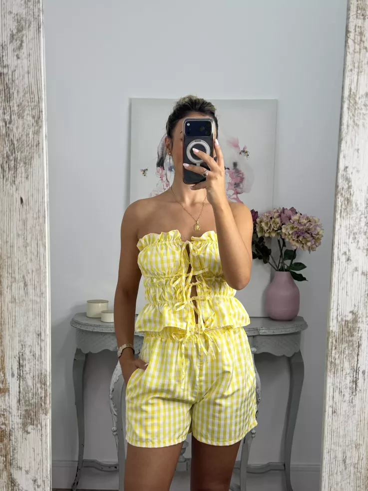 Conjunto Valeria cuadros amarillo