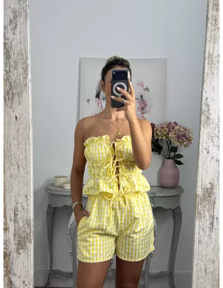 Conjunto Valeria cuadros amarillo