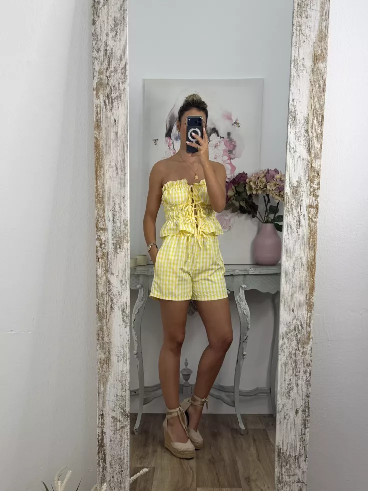 Conjunto Valeria cuadros amarillo