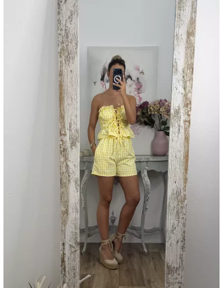 Conjunto Valeria cuadros amarillo