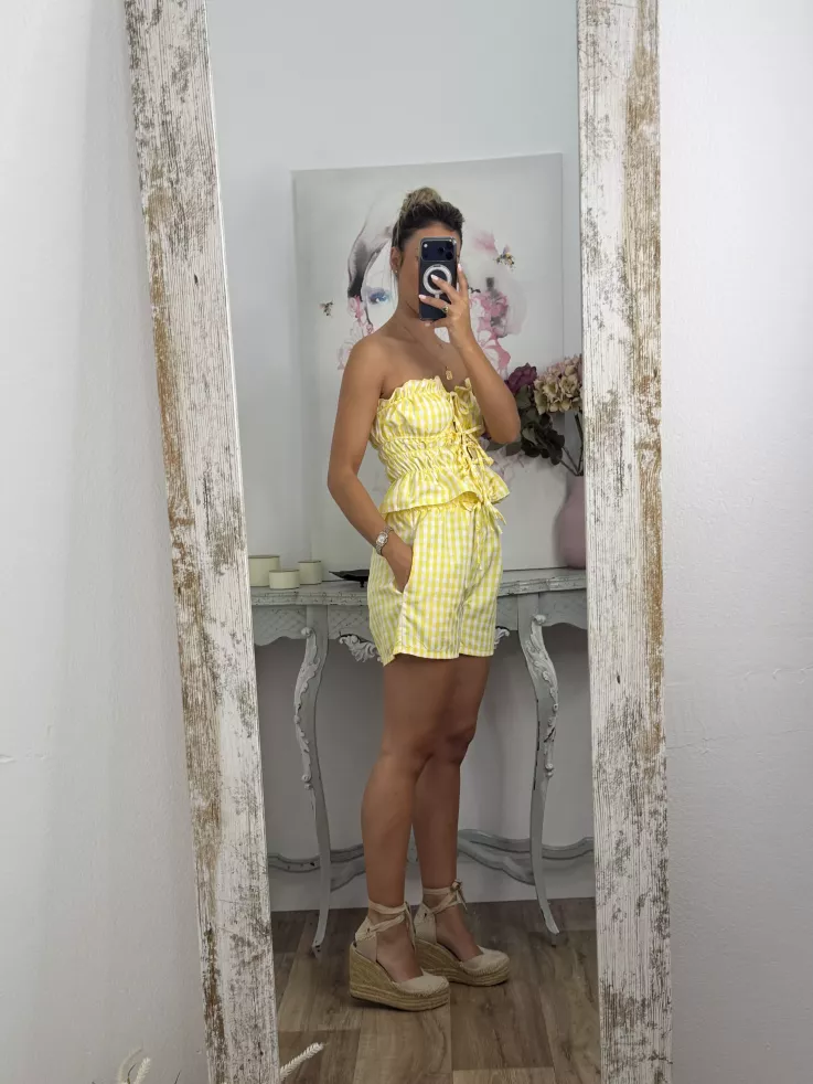 Conjunto Valeria cuadros amarillo