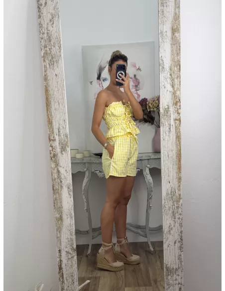 Conjunto Valeria cuadros amarillo