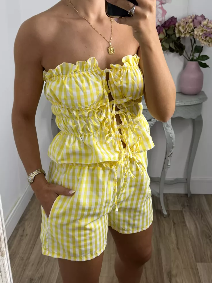 Conjunto Valeria cuadros amarillo