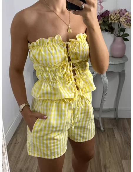 Conjunto Valeria cuadros amarillo