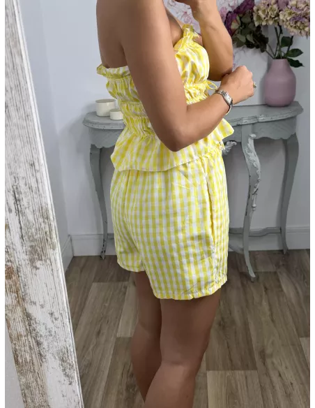 Conjunto Valeria cuadros amarillo