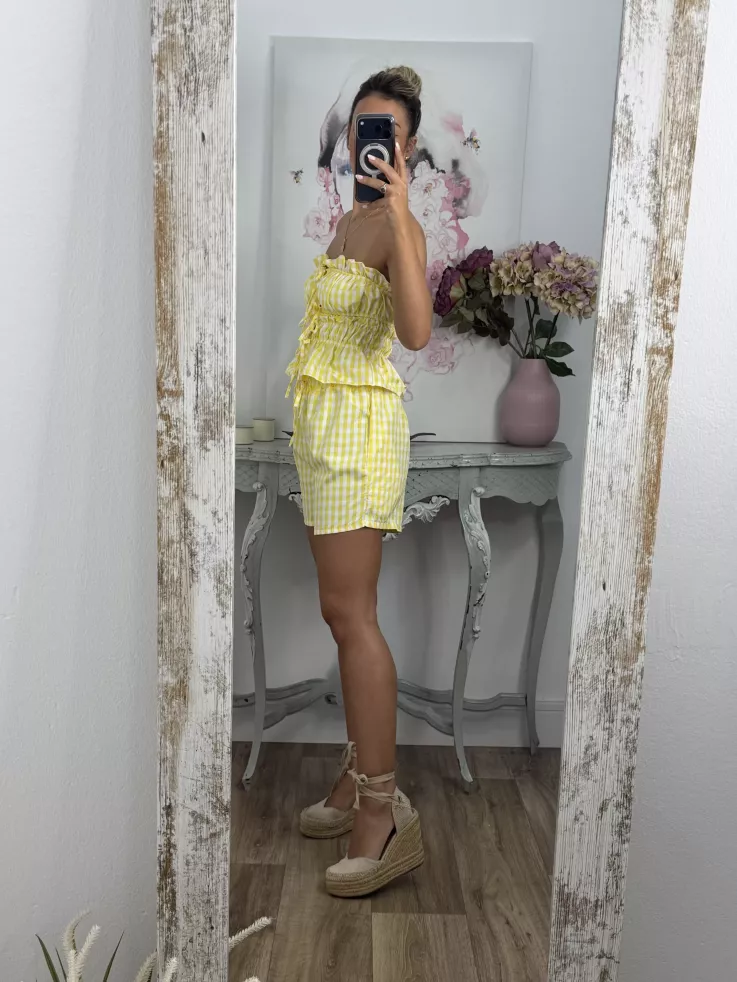 Conjunto Valeria cuadros amarillo