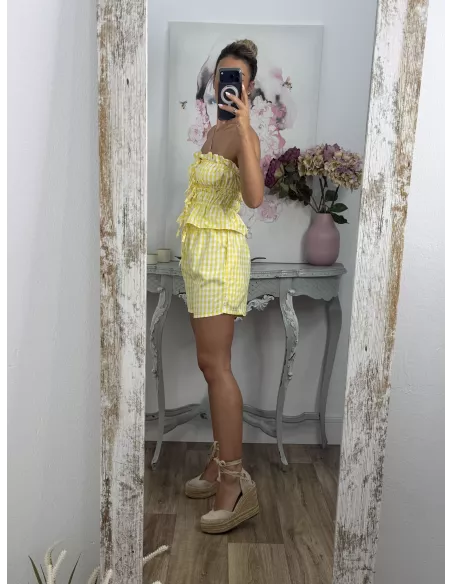 Conjunto Valeria cuadros amarillo