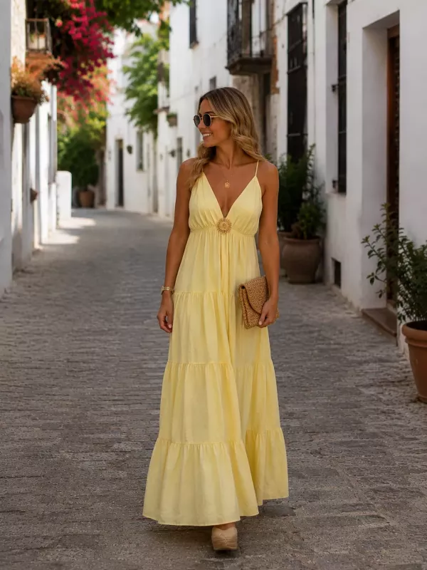 Vestido broche Sol amarillo