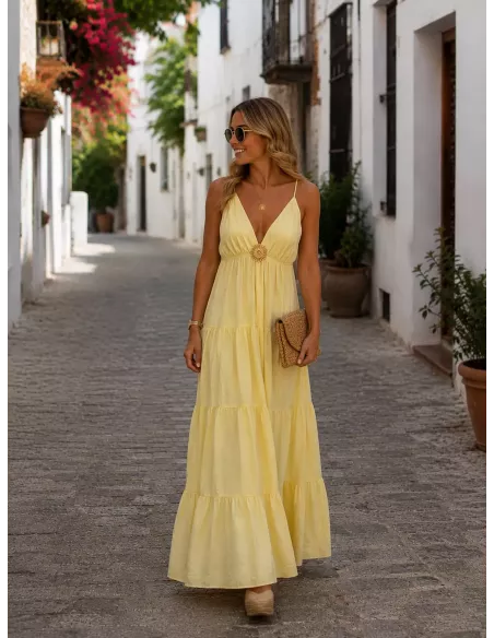 Vestido broche Sol amarillo