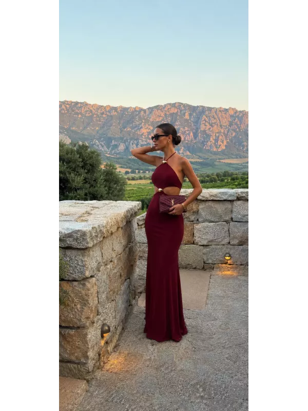 Vestido Coral de punto burdeos