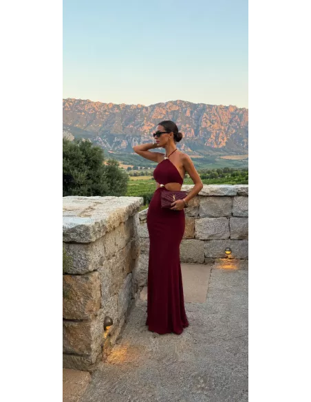Vestido Coral de punto burdeos
