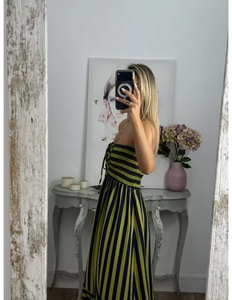 Vestido Granada de rayas azul y verde