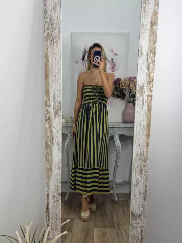 Vestido Granada de rayas azul y verde