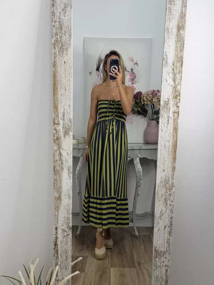 Vestido Granada de rayas azul y verde