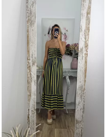 Vestido Granada de rayas azul y verde