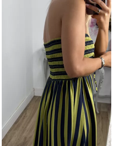 Vestido Granada de rayas azul y verde