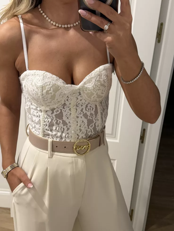 Corpiño encaje puntilla beige