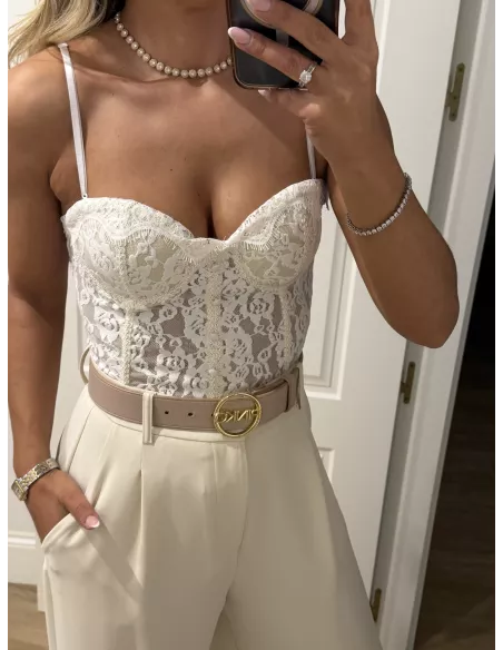Corpiño encaje puntilla beige