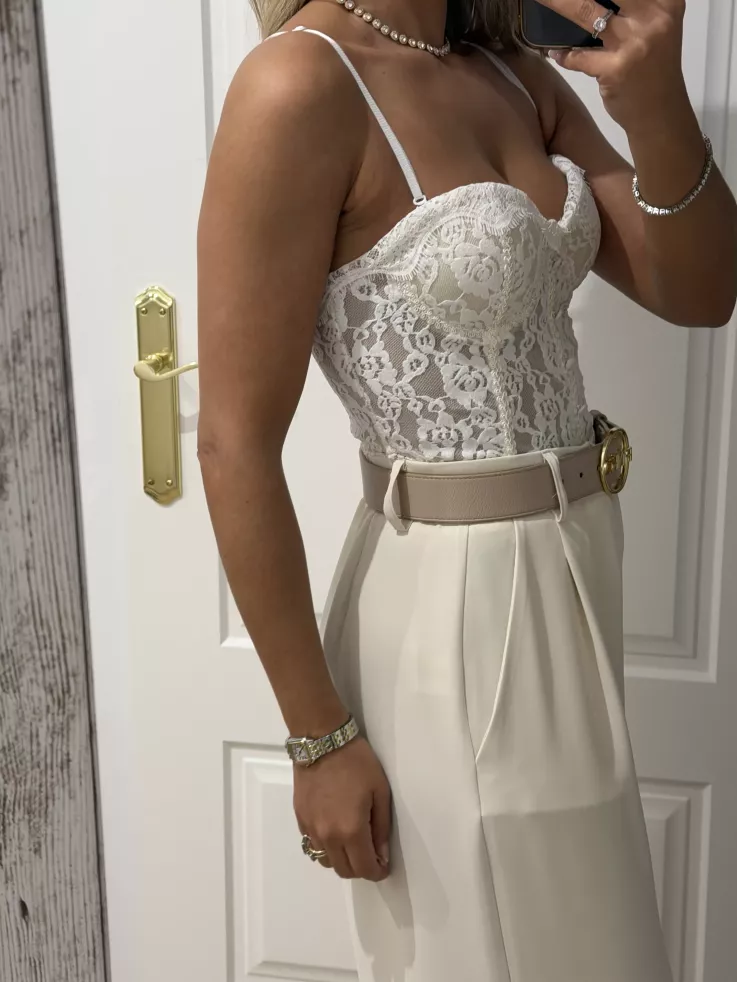 Corpiño encaje puntilla beige