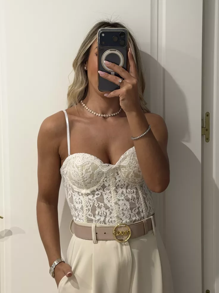 Corpiño encaje puntilla beige