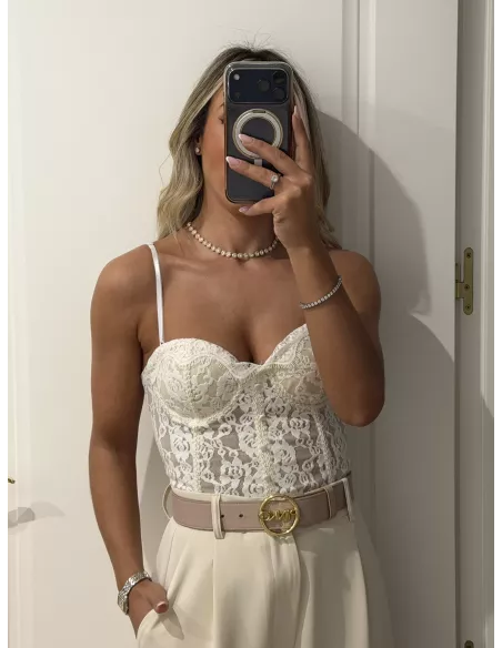 Corpiño encaje puntilla beige