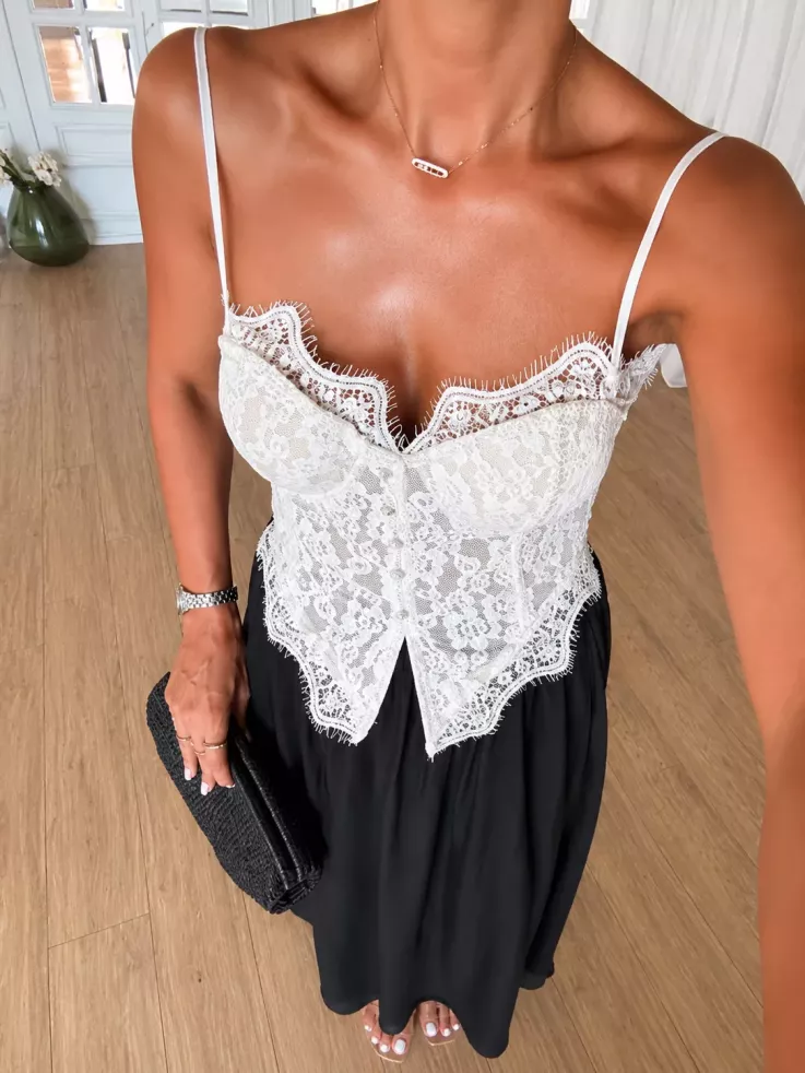 Corpiño encaje puntilla beige