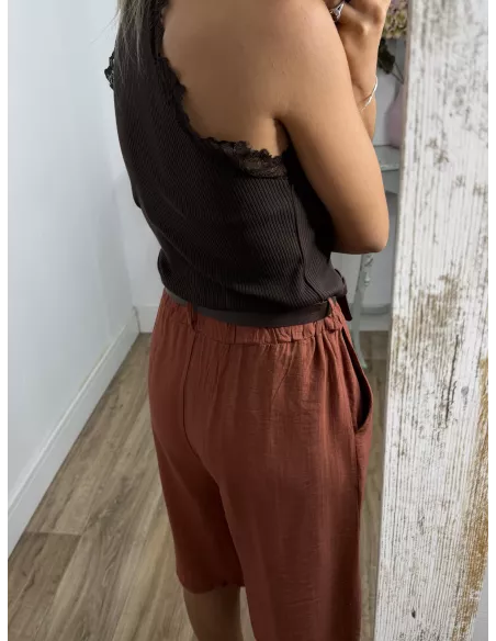 Top halter choco con puntilla