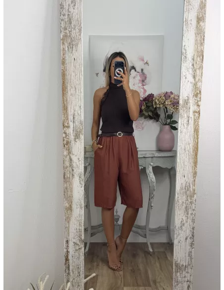 Top halter choco con puntilla