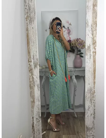 Vestido Filipinas cuadros azules
