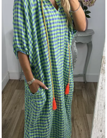 Vestido Filipinas cuadros azules