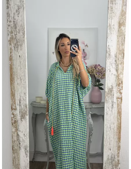 Vestido Filipinas cuadros azules
