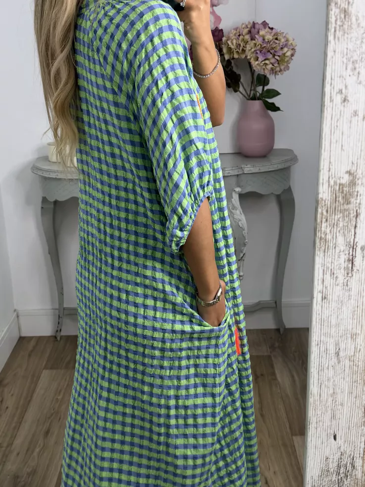 Vestido Filipinas cuadros azules