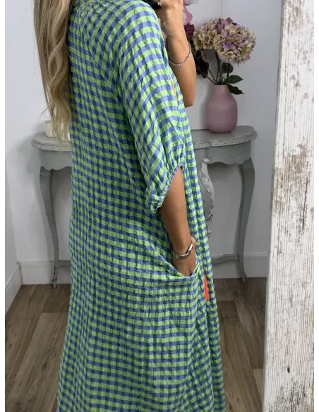 Vestido Filipinas cuadros azules