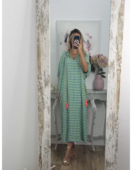 Vestido Filipinas cuadros azules