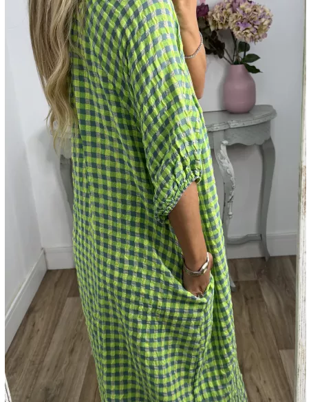 Vestido Filipinas cuadros verde