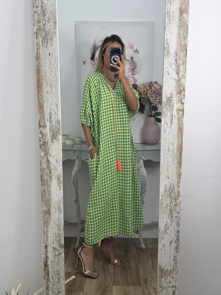 Vestido Filipinas cuadros verde