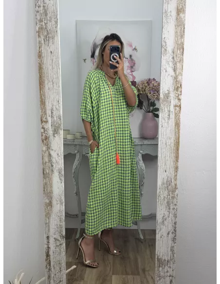 Vestido Filipinas cuadros verde