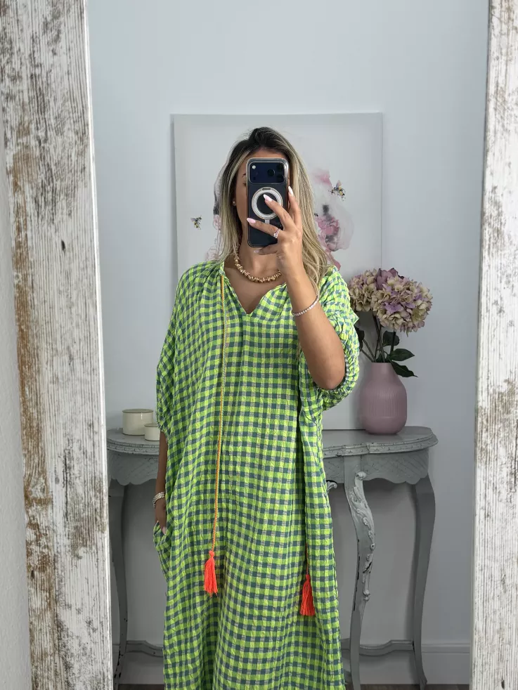 Vestido Filipinas cuadros verde