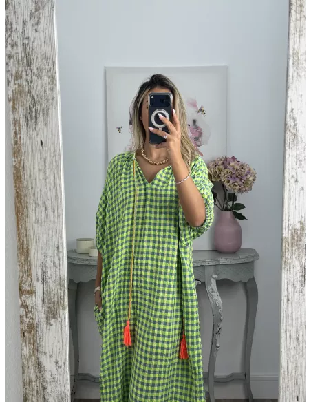 Vestido Filipinas cuadros verde