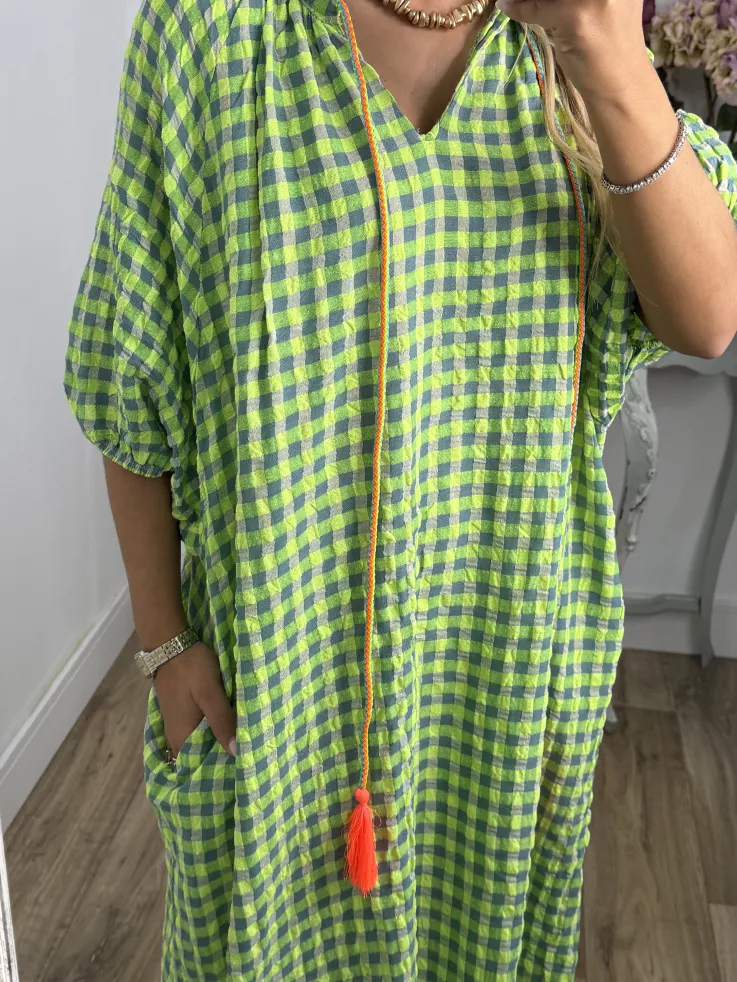 Vestido Filipinas cuadros verde
