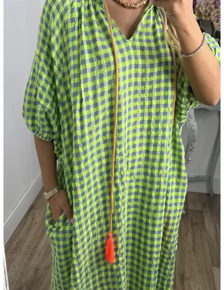 Vestido Filipinas cuadros verde