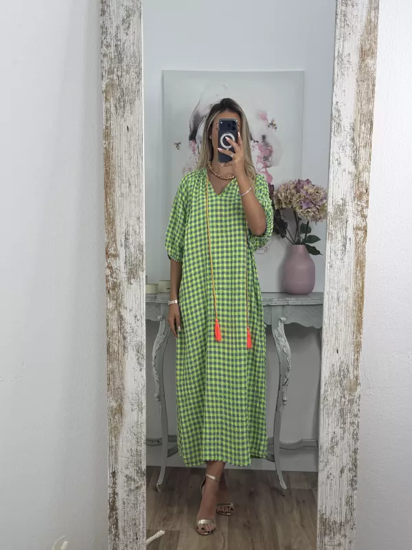 Vestido Filipinas cuadros verde